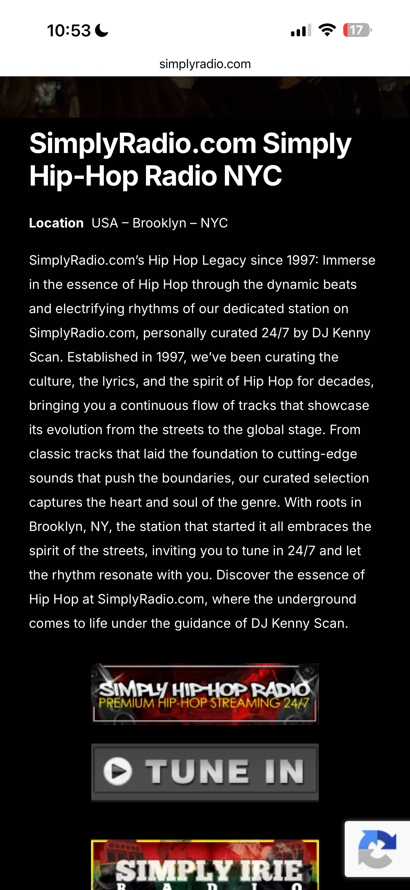 Simply Hip-Hop Radio archive evidence